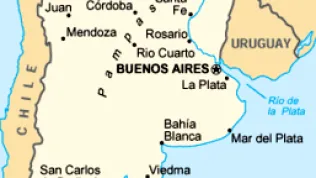 Karte Argentinien (Foto: Walter Bammerlin) Karte Argentinien — Ausschnitt Argentinien mit Buenos Aires und Rosario am Rio de la Plata (Foto: Walter Bammerlin)